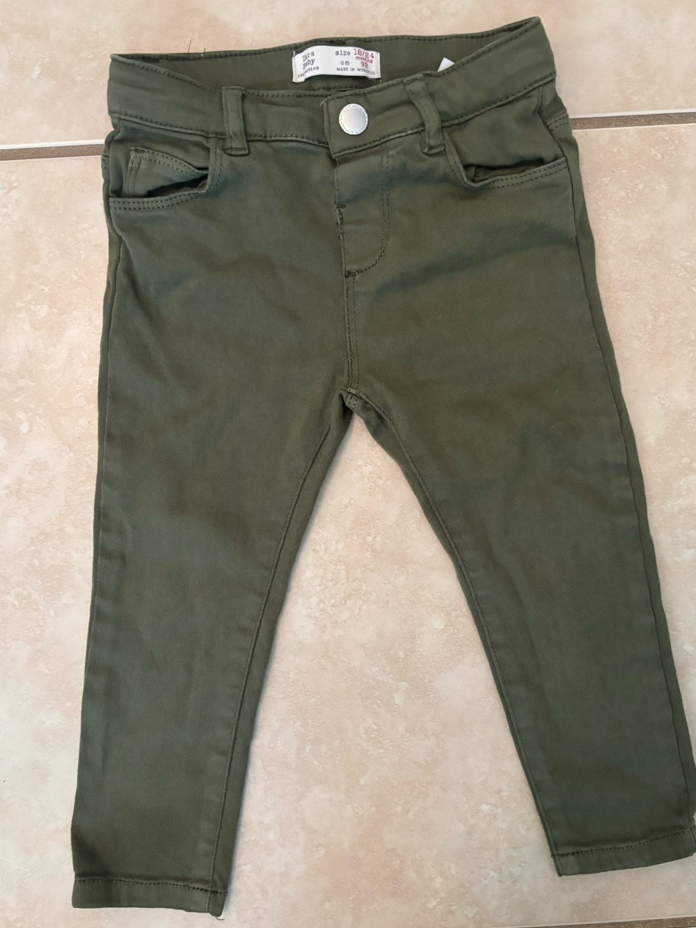 Zara Olive Green Stretch Kids Leggings